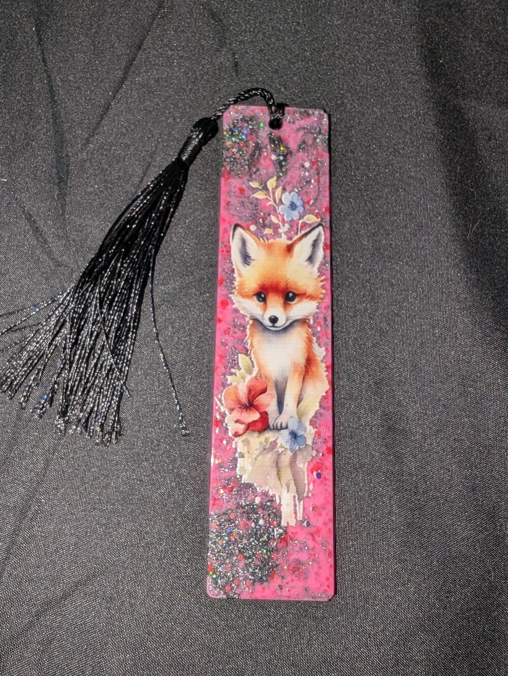 Handmade Glitter Fox Bookmark
